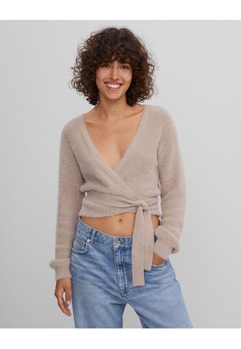 Bershka Cardigan Pelliccia Sintetica Incrociato Donna S Sabbia