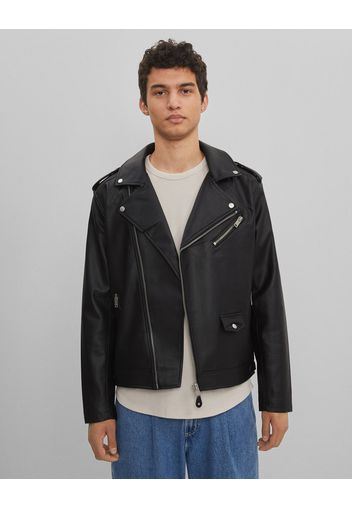 Bershka Giubbotto Effetto Pelle Uomo S Nero