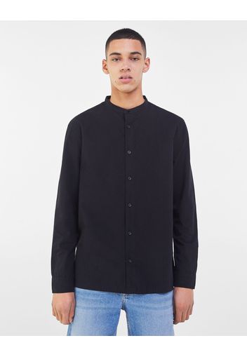 Bershka Camicia In Cotone Collo Alla Coreana Uomo Xl Nero