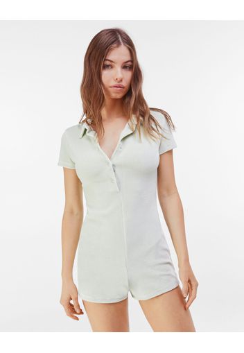 Bershka Tuta Cimata Collo Polo Donna L Verde