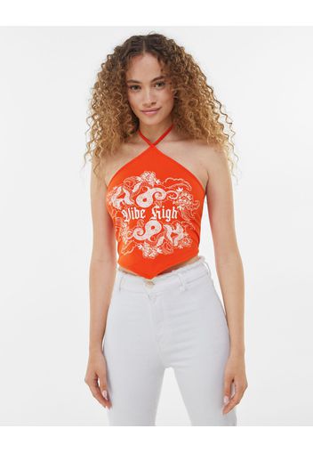 Bershka Top Stampa Donna S Arancione