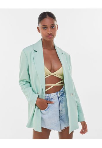 Bershka Blazer Morbido Bottoni Donna M Verde