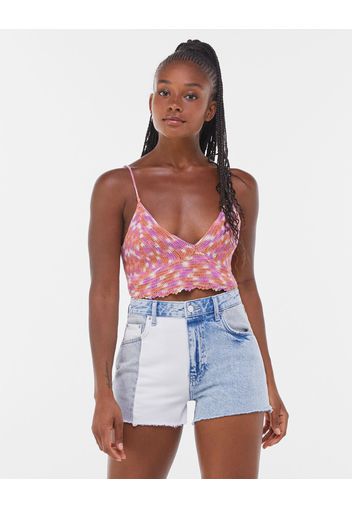 Bershka Top Multicolore In Crochet Donna Xs Rosa