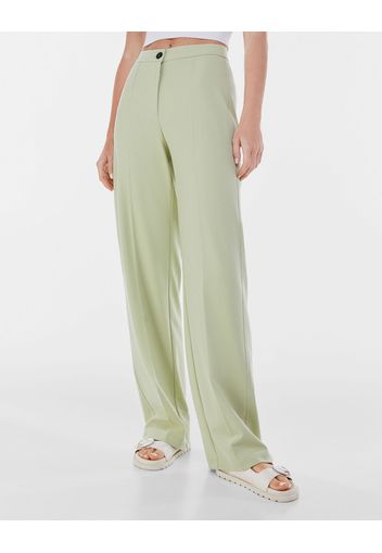 Bershka Pantaloni Wide Leg Tasca Posteriore Donna 36 (Eu 32) Verde