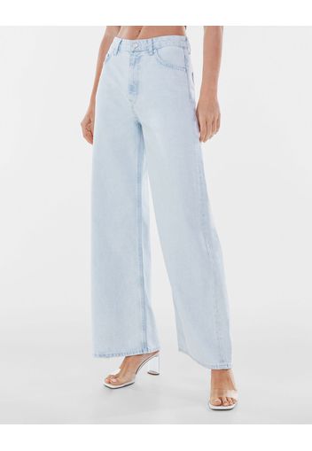 Bershka Jeans Wide Leg Donna 46 (Eu 42) Azzurro Chiaro