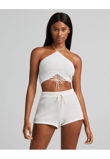 Bershka Shorts Crochet Laccio Donna L Sabbia