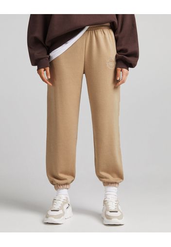 Bershka Pantaloni Jogger Felpa Donna L Camel