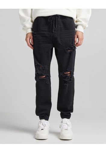 Bershka Jeans Jogger Strappi Uomo S Nero