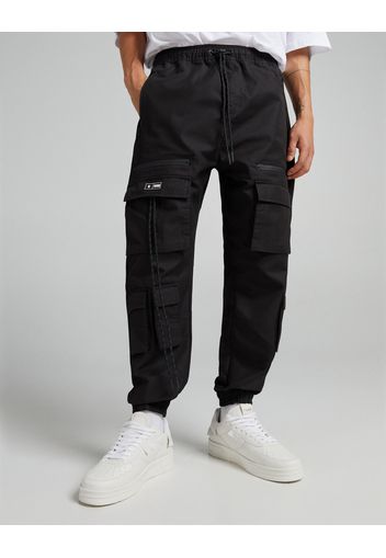 Bershka Pantaloni Jogger Cargo Multitasche Uomo Xs Nero