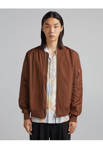 Bershka Giubbotto Bomber Basic Uomo Xs Marrone