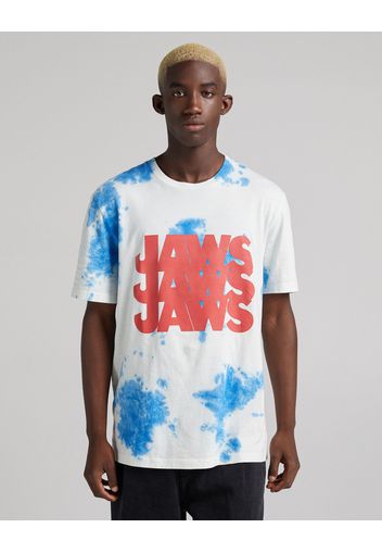 Bershka Maglietta Extra Loose Fit Jaws Uomo Xl Azzurro