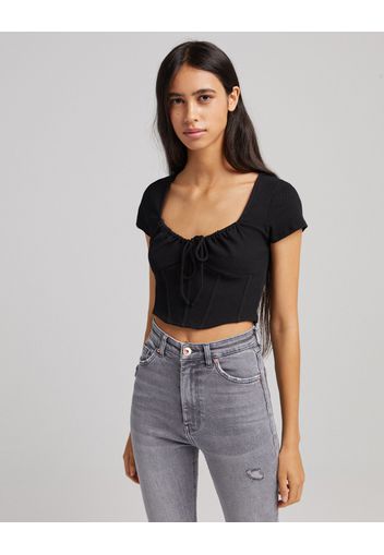 Bershka T-Shirt Corsetto Donna L Nero