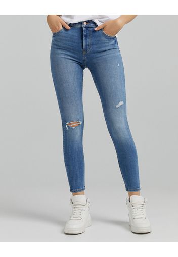 Bershka Jeans Skinny Low Waist Donna 46 (Eu 42) Azzurro