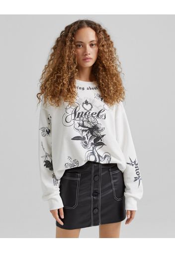 Bershka Minigonna Effetto Pelle Contrasto Donna M Nero