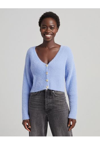 Bershka Cardigan Pelliccia Sintetica Bottoni Donna M Azzurro