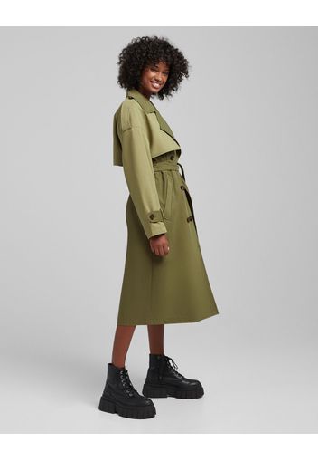 Bershka Trench A Contrasto Donna Xs Kaki