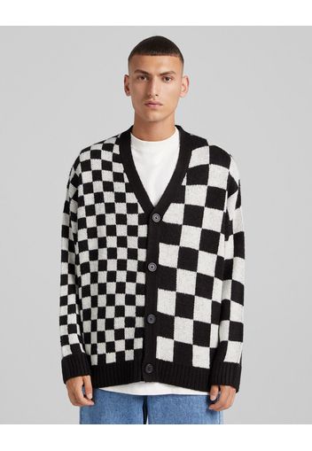 Bershka Cardigan Quadri Uomo M Nero