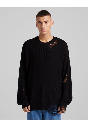 Bershka Maglia Strappi Uomo M Nero