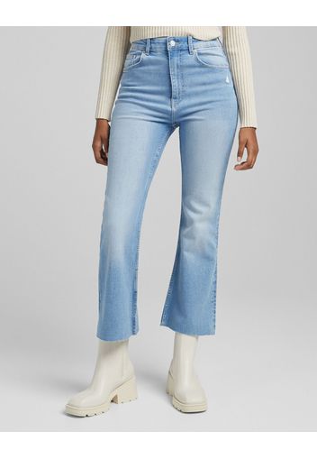 Bershka Jeans Cropped Flare Donna 44 (Eu 40) Azzurro Lavato