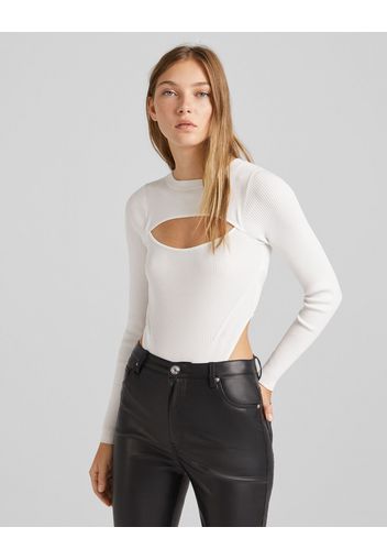 Bershka Body A Maniche Lunghe High Cut Donna S Bianco