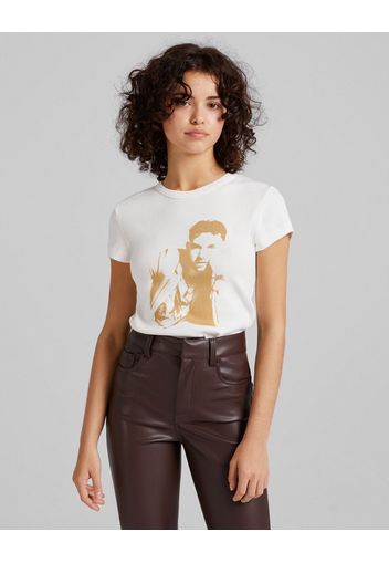 Bershka Maglietta A Maniche Corte Stampa C. Tangana X Bershka Donna L Bianco Roto