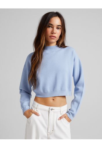 Bershka Maglia Cropped A Collo Alto Donna Xs Azzurro