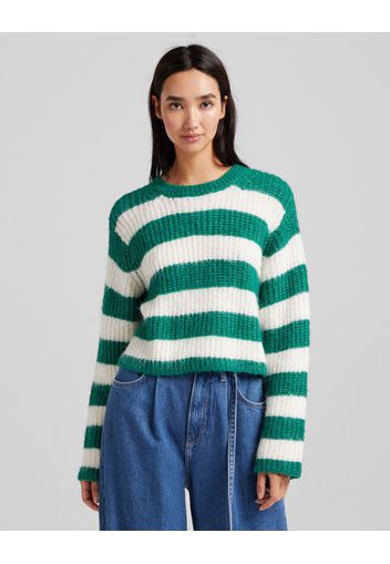 Bershka Pullover Collo Rotondo Righe Donna M Verde