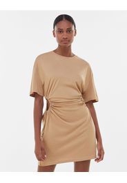 Bershka Vestito Arricciato Donna L Beige