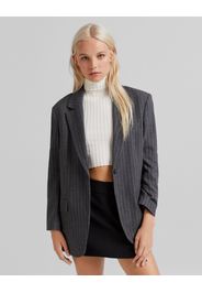 Bershka Blazer Taglio Maschile Donna M Grigio