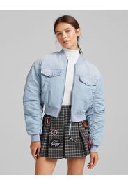 Bershka Bomber Cotone Contrasto Effetto Nylon Donna S Azzurro