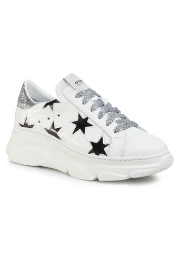 Sneakers STOKTON - 352-D-SS20-UP Vitello Bianco/Glitter Argento