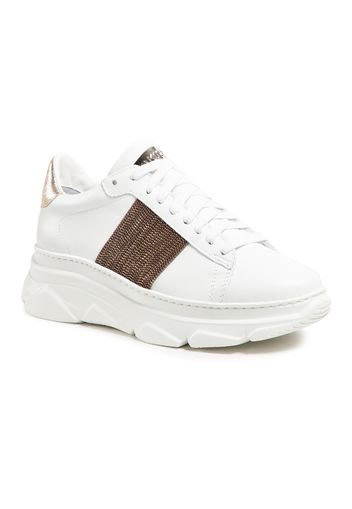 Sneakers STOKTON - 803-D Vitello Bianco/Acc Bronzo