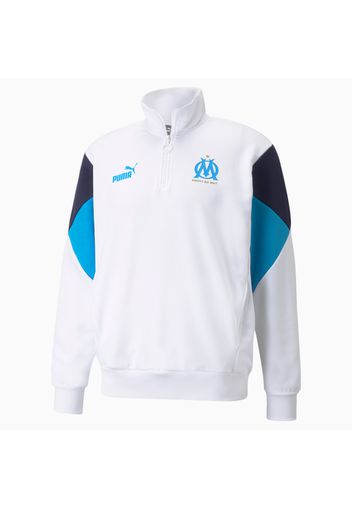 Felpa da calcio a mezza zip OM FtblCulture uomo, Bianco/Blu, Taglia XL | PUMA