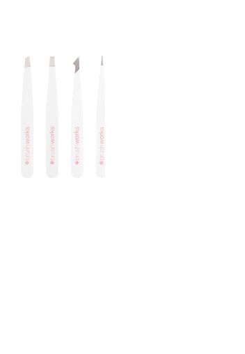 brushworks HD 4 Piece Combination Tweezer Set - White