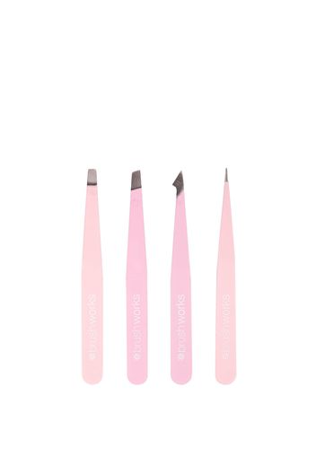 Brushworks HD 4 Piece Combination Tweezer Set - Pink