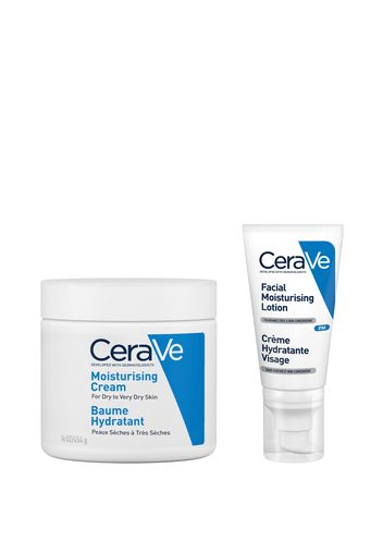 CeraVe Evening Moisturising Routine for Dry Skin, Face and Body Moisturiser with Hyaluronic Acid