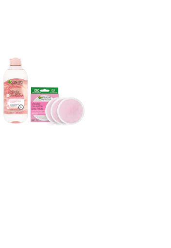 Garnier Makeup Remover Eco Pads and Rose Micellar Water Duo Set