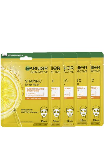 Garnier SkinActive Moisture Bomb Hydrating and Brightening Vitamin C Sheet Mask Set of 5