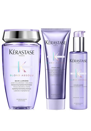 Kérastase Blond Absolu Shampoo, Conditioner and Treatment Hair Routine for Lightened or Highlighted Hair