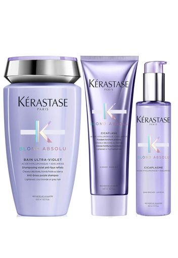 Kérastase Blond Absolu Ultraviolet Shampoo, Conditioner and Treatment Routine for Brightening Blonde Hair