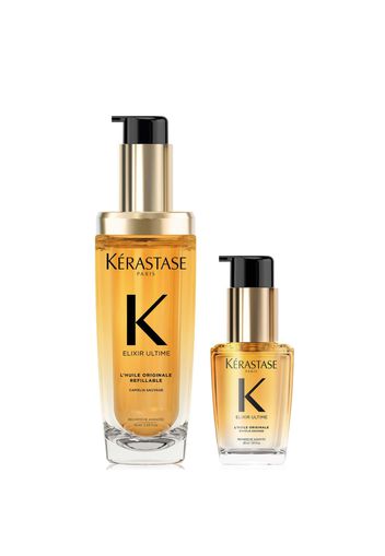 Kérastase Elixir Ultime L'Huile Originale Hair Oil 75ml and Elixir Ultime Hair Oil 30ml Travel Size Duo for All Hair Types