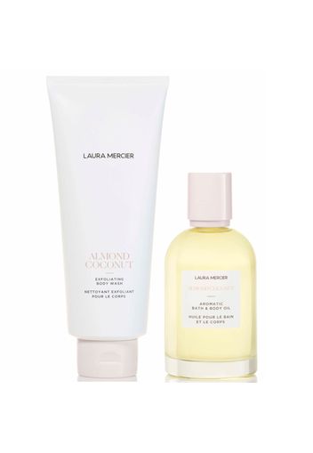 Laura Mercier Almond Coconut Exfoliating Body Wash and Bath and Body Oil Bundle