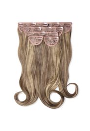 LullaBellz Super Thick 16  5 Piece Blow Dry Wavy Clip In Extensions (Various Shades) - Mellow Brown