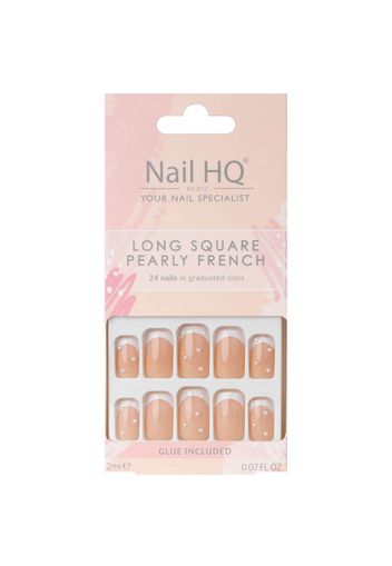 Nail HQ Long Square Pearly French Nails