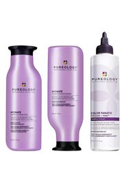 Pureology Hydrate Shampoo, Conditioner and Color Fanatic Purple Toner Routine for Neutralising and Hydrating Brassy Tones