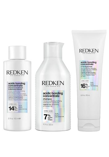 Redken Acidic Bonding Concentrate Intensive Pre-Treatment, Shampoo and 5-Minute Liquid Hair Mask Bundle