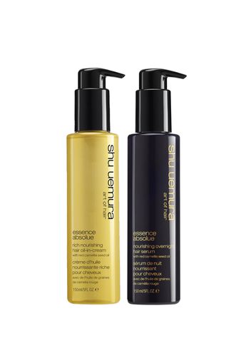 Shu Uemura Art of Hair Essence Absolue Oil-in-Cream and Absolue Overnight Serum Protecting Hair Routine for Very Dry Hair