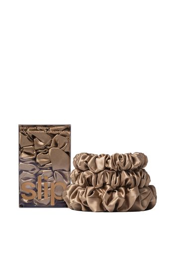 Slip Pure Silk Back To Basics Assorted Scrunchie Set (Various Colours) - Light brown