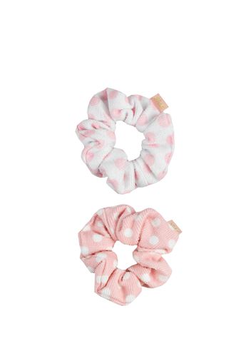 The Vintage Cosmetic Company Shower Microfibre Hair Scrunchies - Pink Polka Dot (2 Pack)