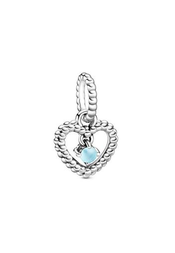 Charm Pendente A Cuore Azzurro Cielo Decorato Con Sfere - Argento Sterling 925 / Sterling Silver